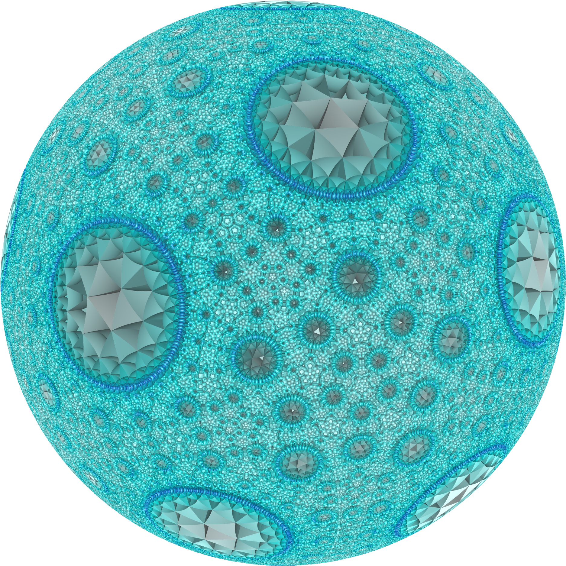 Hyperbolic Honeycomb 5 3 7 Poincare Cc - Circle (2000x2000), Png Download