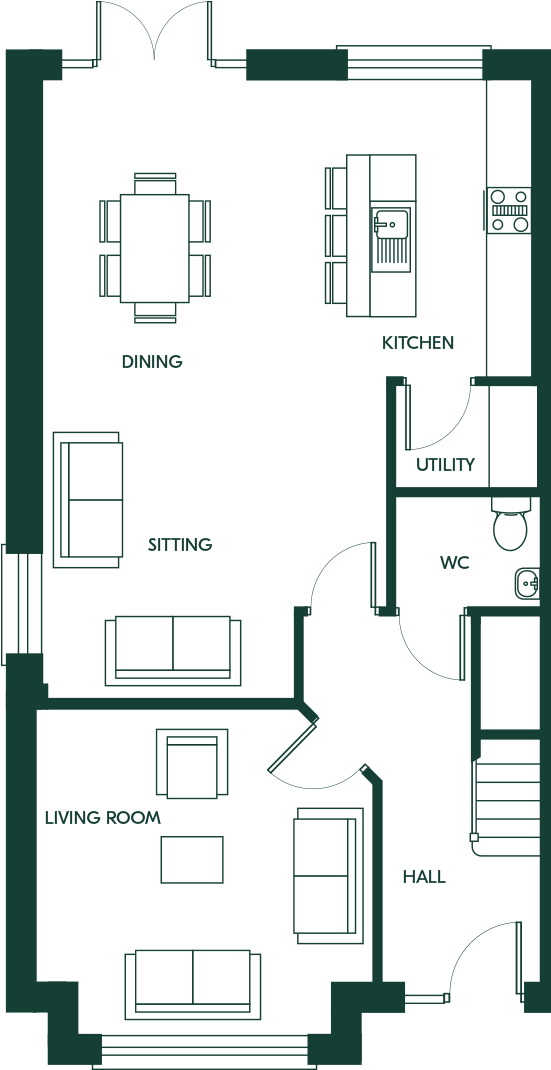 4 Bed Semi Detached - Floor Plan (800x1200), Png Download
