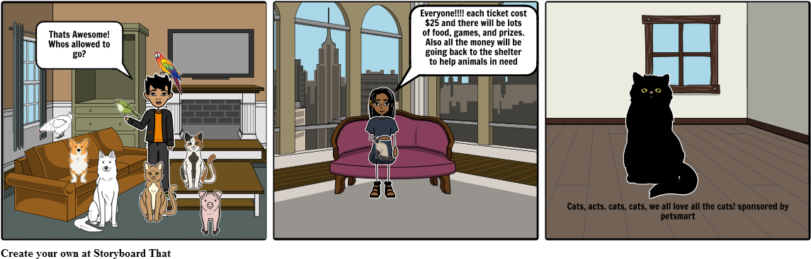 Cat Rescue Show Storyboard - Cartoon (1164x385), Png Download