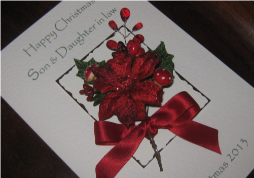 Handmade Poinsettia Christmas Card1 - Christmas Card (1050x350), Png Download