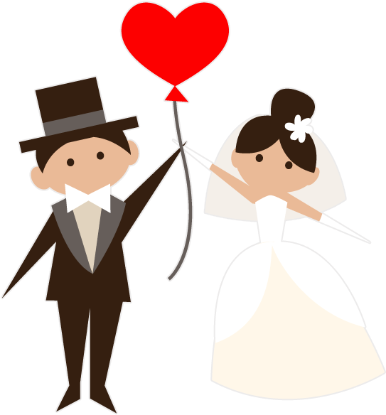 Animated Brides Grooms Wedding Party Stickers - Bride And Groom Cartoon Png (618x618), Png Download