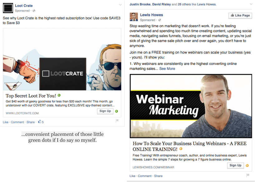Here Are Two Examples From My Newsfeed While Writing - Business Coach Facebook Ads (829x594), Png Download