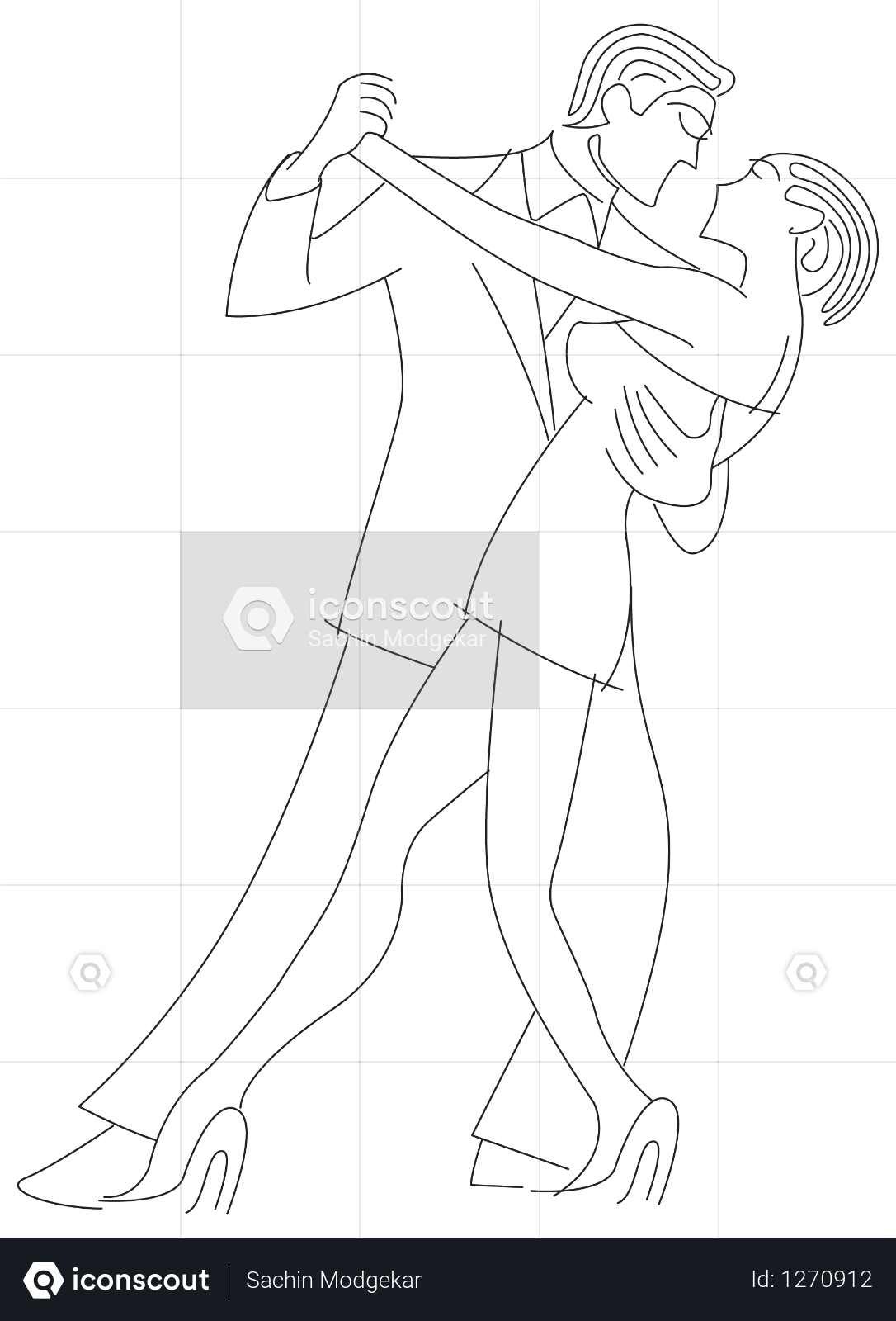 Dancing Couple Illustration Full Screen - Line Art (1086x1600), Png Download