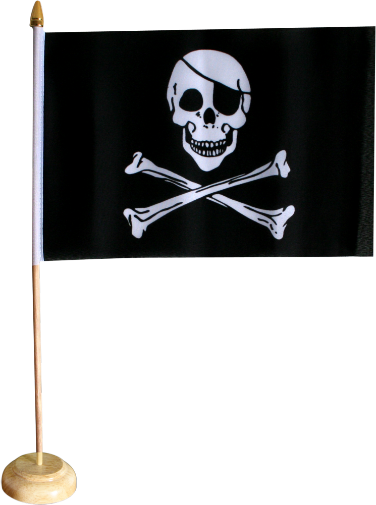Pirate Skull And Bones Table Flag - Pirate Flag (1500x1176), Png Download