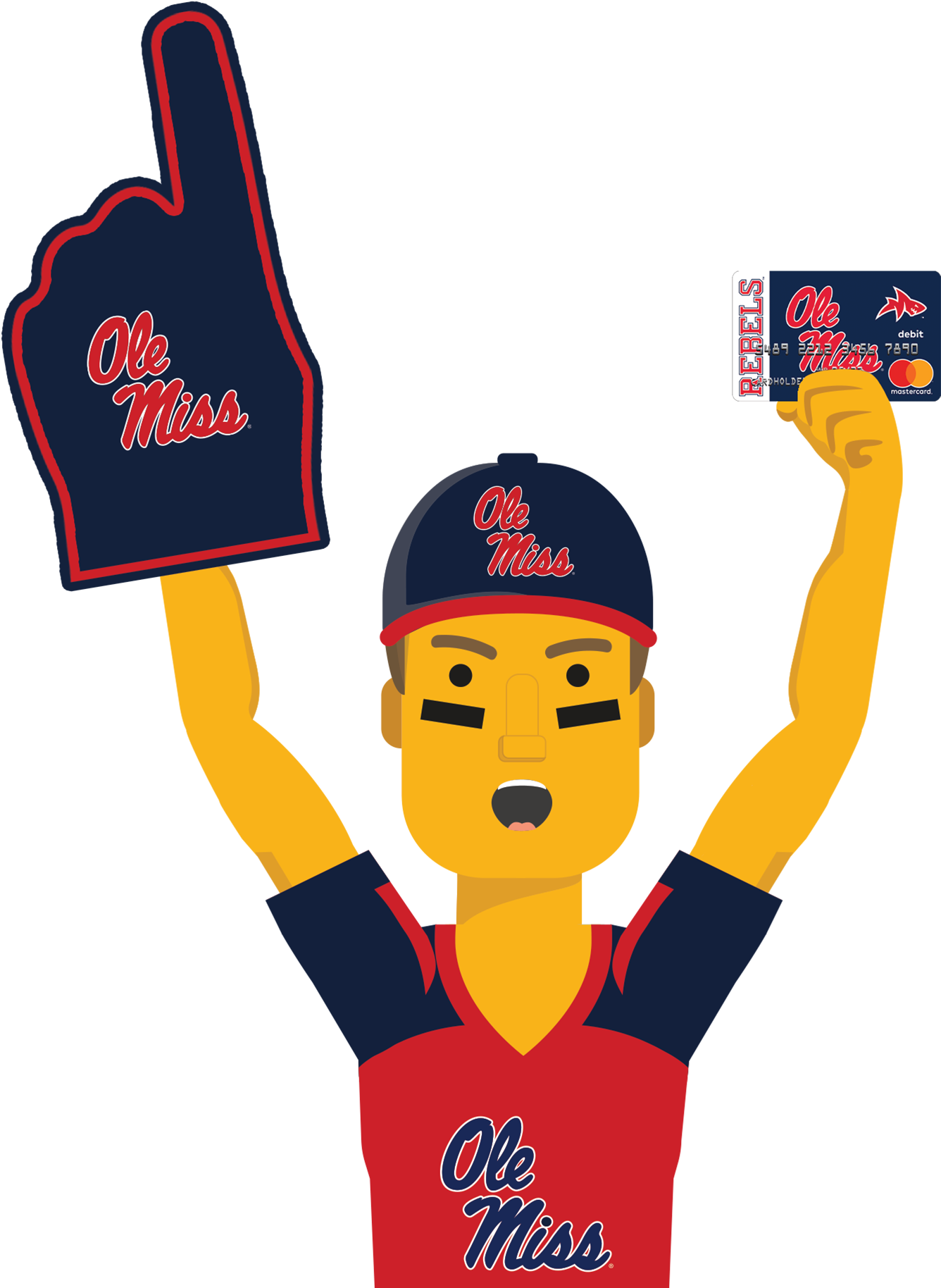 Ole Miss Ultimate Fan Holding The Ole Miss Fancard (1867x1999), Png Download