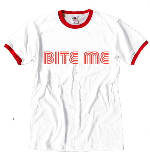 Paccbet T Shirt Bite Me Red Ringer T Shirt - Active Shirt (530x774), Png Download