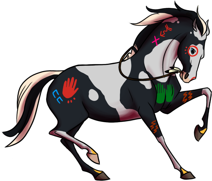 Native American Tribal Horse Painting (898x746), Png Download