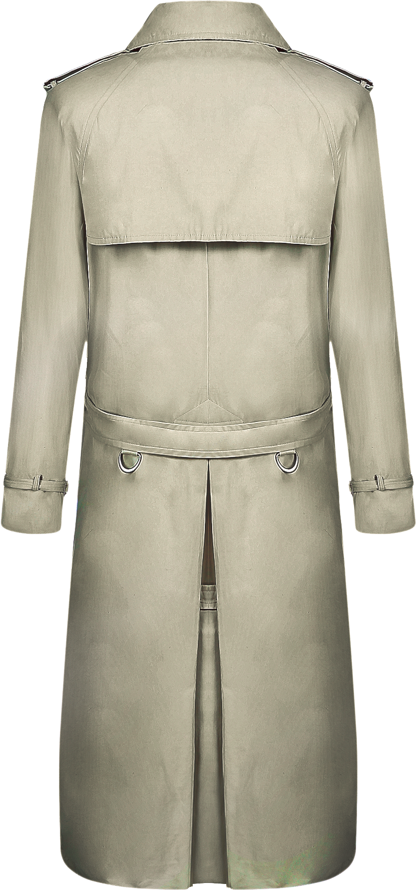 Mens Stone Beige Traditional Double Breasted Long Trench - Overcoat (960x1926), Png Download