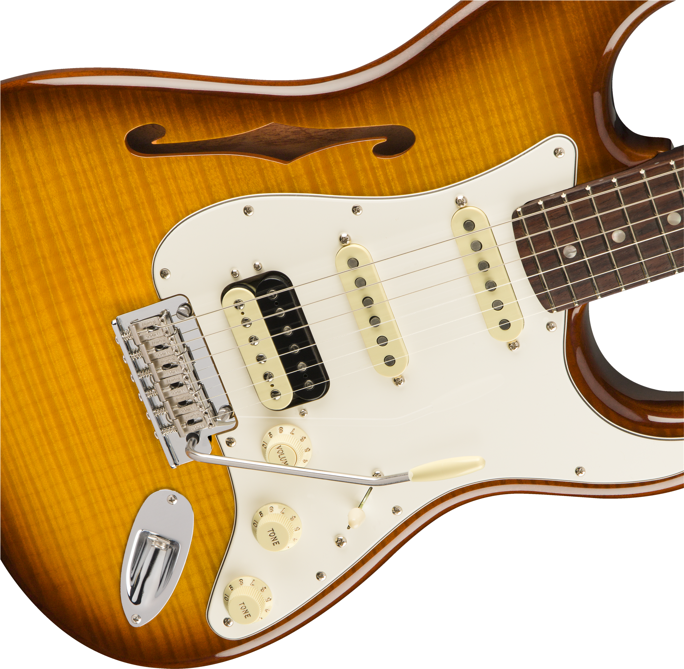 Fender Rarities Flame Maple Top Stratocaster Thinline - Electric Guitar (2400x2350), Png Download