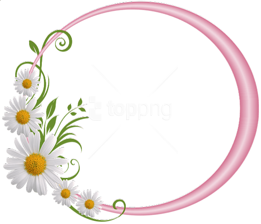 Free Png Best Stock Photos Pink Round Frame With Daisies - Floral Round Frame Png (850x730), Png Download