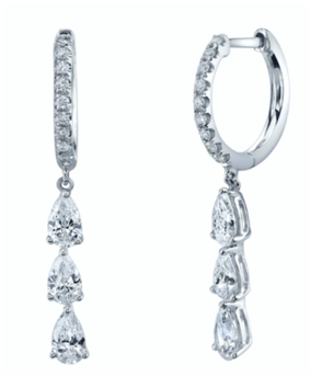 Earrings Huggiesed Three Diamonds Anita Ko Women's - Body Jewelry (900x900), Png Download