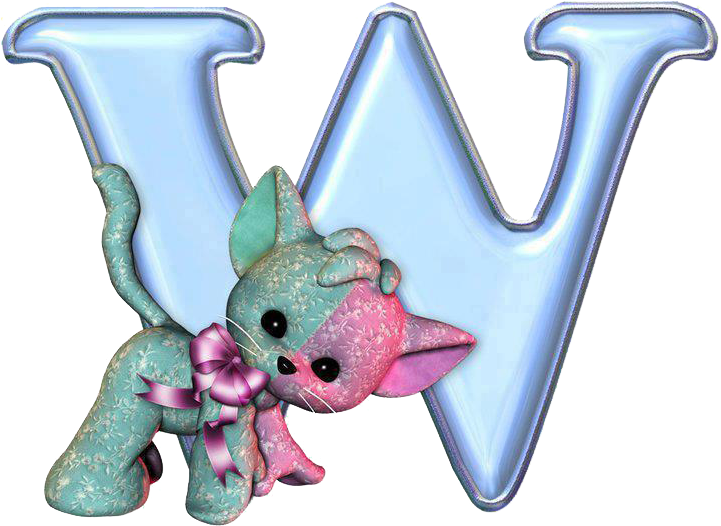 Alfabeto Azul Con Gatos Png - Amor Con La Letra W (720x536), Png Download