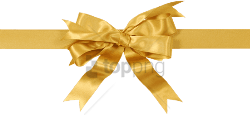 Free Png Gold Gift Bow Png Png Image With Transparent - Gold Ribbon Png Hd (850x569), Png Download