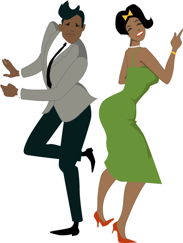 She Could Cut A Rug, Now - Black Couple Dancing Vector (589x783), Png Download