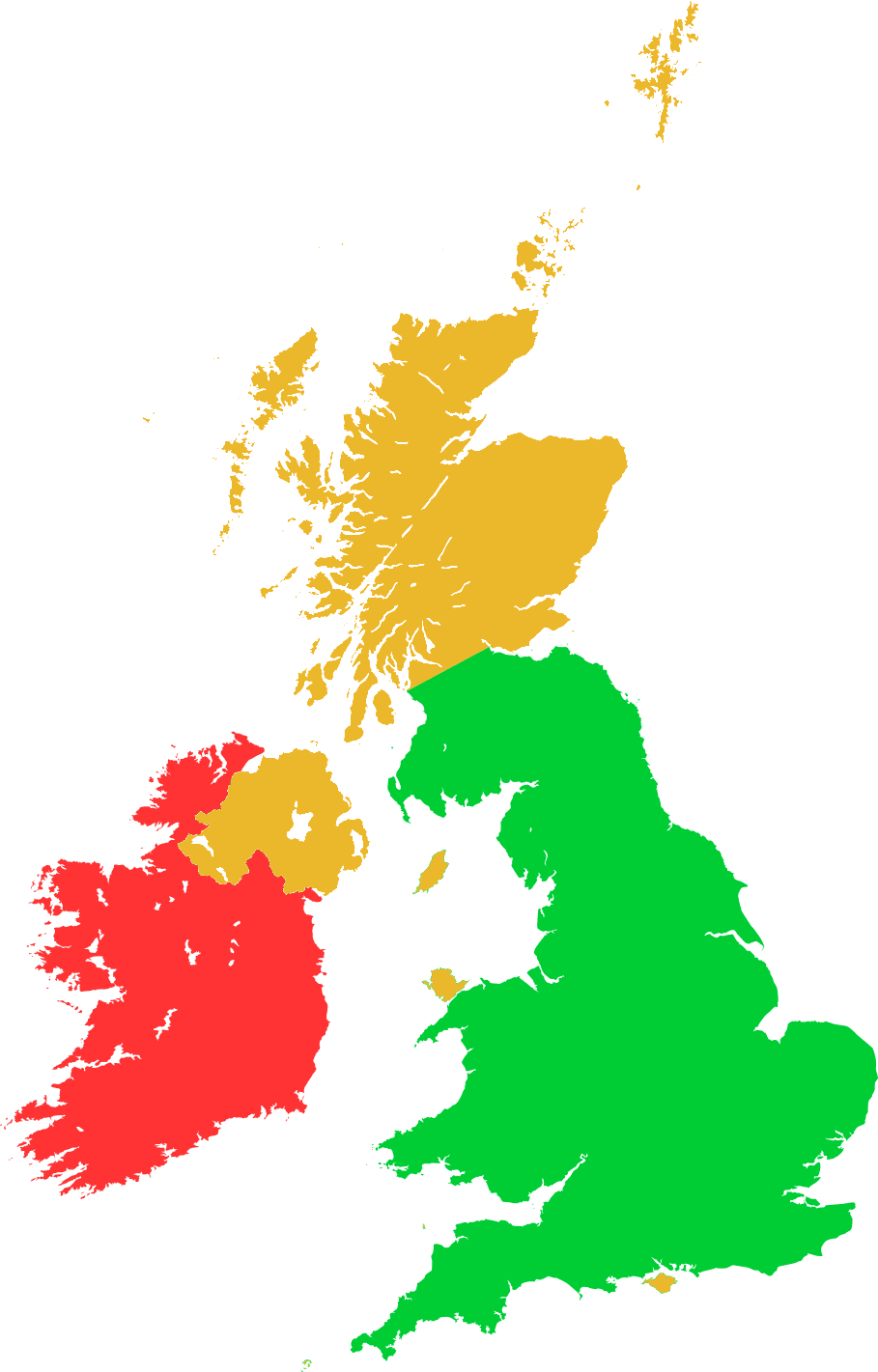 Free Delivery Map For Wallpaper Mural Printing Uk - Uk And Ireland (909x1421), Png Download