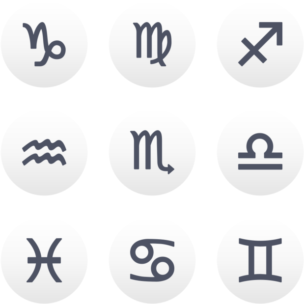 Astrology Icon In Style Flat Circle Blue Gray On White - Signs Of The Zodiac (660x660), Png Download