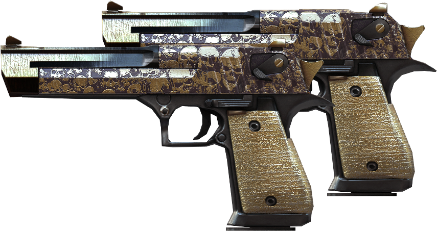 Dual Desert Eagle-rusty Gold Skull - Firearm (1200x600), Png Download