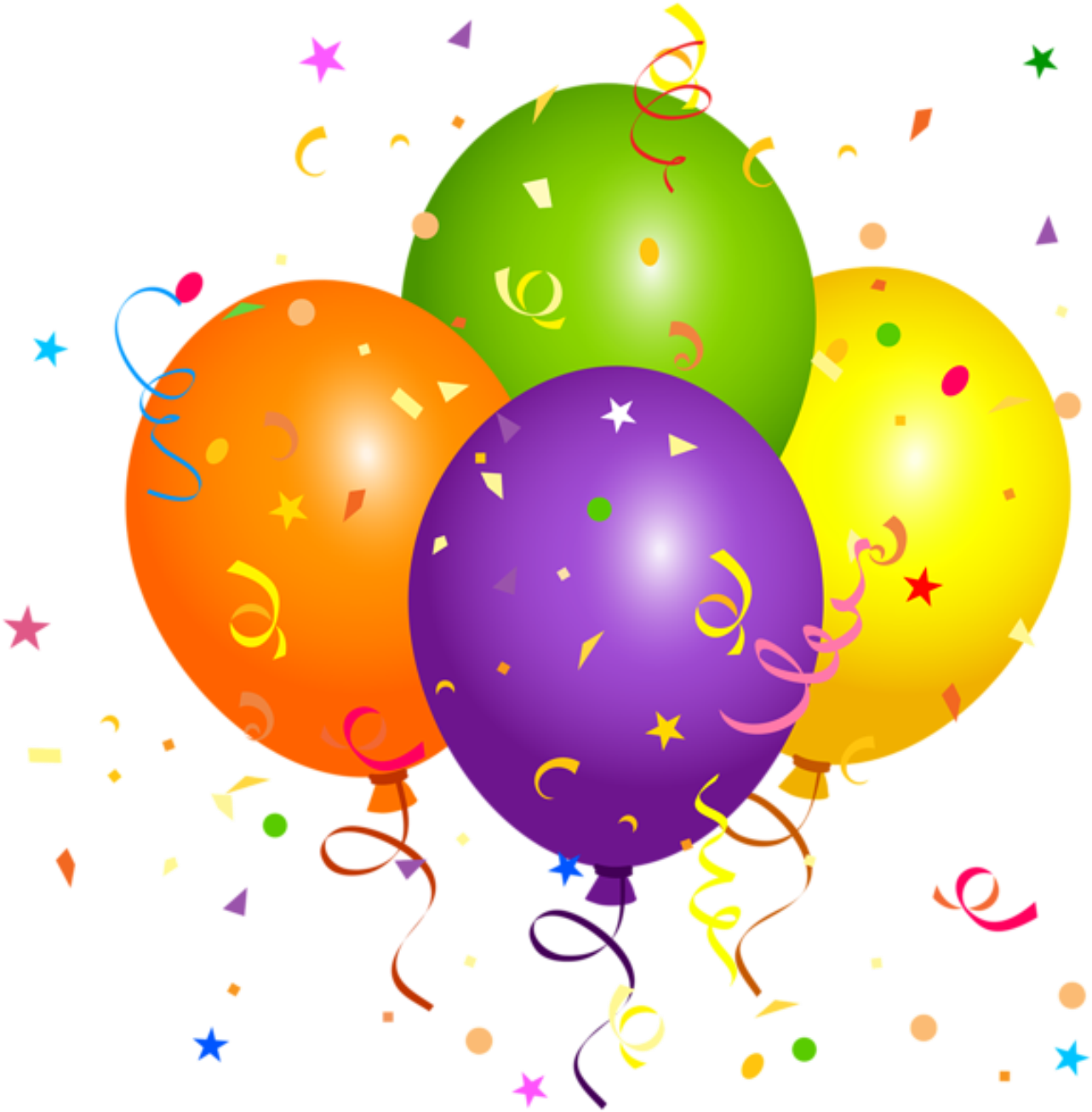 Balões Conjunto De Balões Coloridos 5 Png - Balloons And Confetti Clip Art (1312x1336), Png Download
