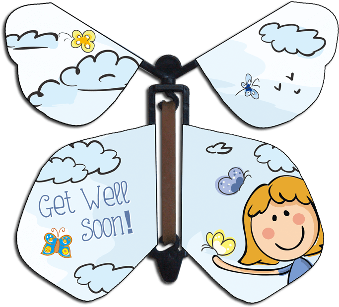 Get Well Soon Wind Up Flying Butterfly (705x660), Png Download