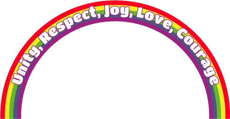 A) Rainbow And Text - Circle (792x405), Png Download