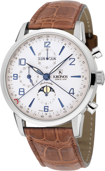 Pilot Automatic Moon Phase Silver Watch - Automatic Power Reserve Swiss Made (489x764), Png Download