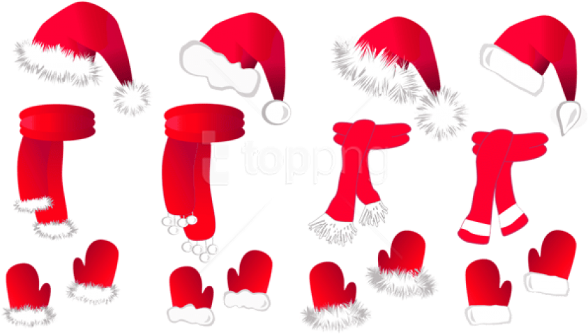 Free Png Transparent Christmas Santa Hat And Scarfs - Santa Claus (850x486), Png Download