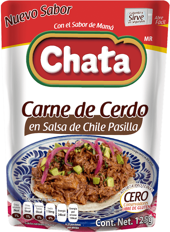 Chata Carne De Cerdo En Salsa De Chile Pasilla 125g - Frijoles Refritos Chata (600x817), Png Download