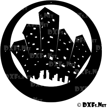 Dxf157 Retro Modern City Silhouette Dxf Design - Autocad Dxf (400x400), Png Download