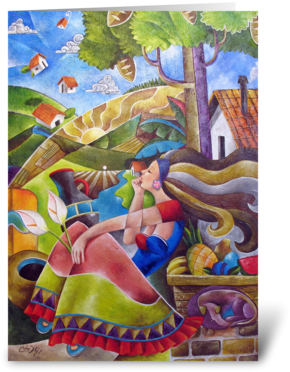 Dreaming Greeting Card - Greeting Card (350x396), Png Download
