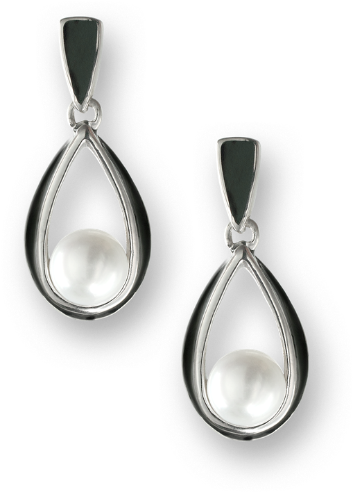 Nicole Barr Designs Sterling Silver Ribbon Stud Earrings-black - Black Ribbon Stud Earrings - Sterling Silver (800x800), Png Download