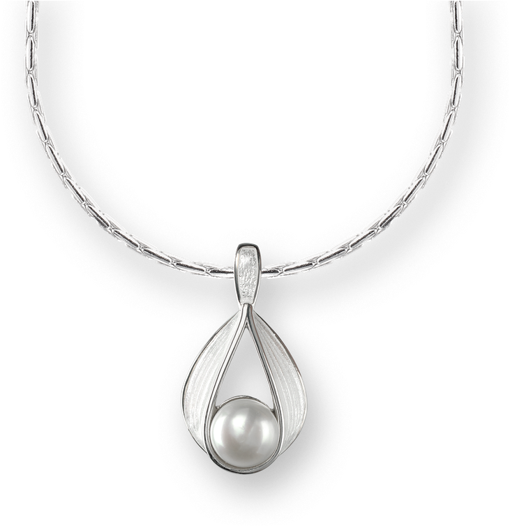 Nicole Barr Designs Sterling Silver Ribbon Necklace-white - Blue Modern Necklace - Sterling Silver 18 Inch (800x800), Png Download