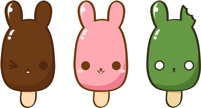 Image Bunnies By Yume Fran Deviantart Com On - Kawaii Popsicles (667x400), Png Download