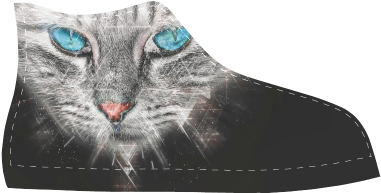 Silver Abstract Cat Face With Blue Eyes Aquila High - Tabby Cat (500x500), Png Download