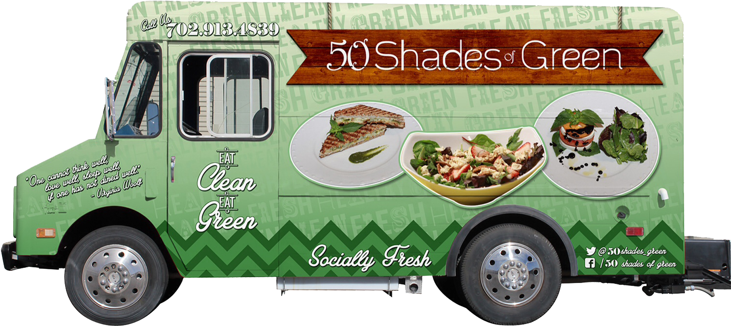 50 Shades Of Green Truck - Food Truck Healthy Food (1590x742), Png Download