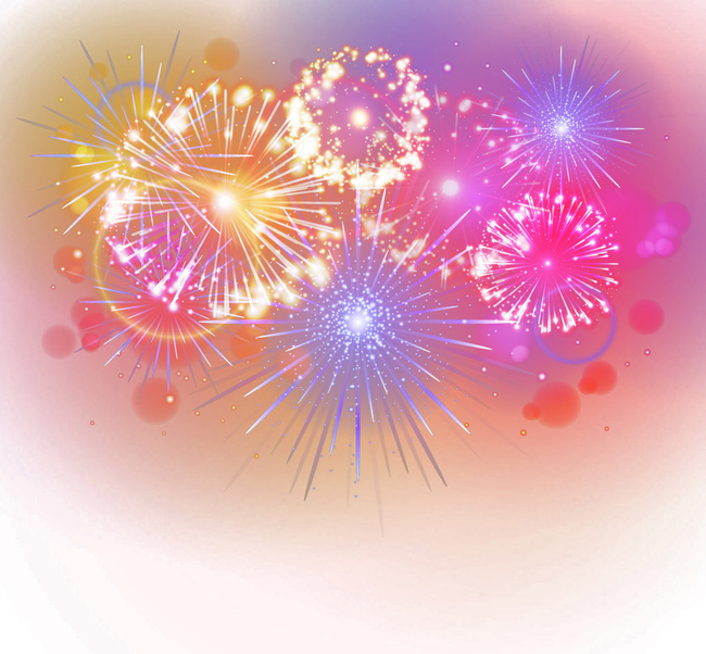 Birthday Cake Fireworks Greeting Card Clip Art - Birthday Fire Crackers Png (650x602), Png Download