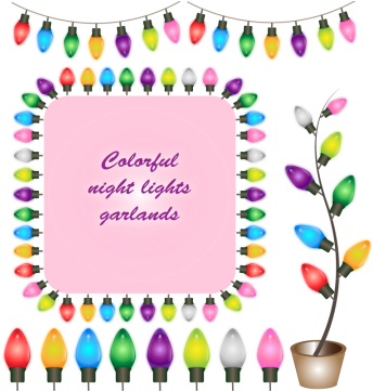 Colorido Guirnaldas Y Plantas De Luz De La Nochecolorido - Vector Graphics (360x360), Png Download