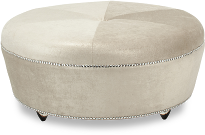 36 Round Ottoman Clear Legs Nail Head Trims Button - Aico Bel Air Park Round Ottoman By Michael Amini (600x510), Png Download