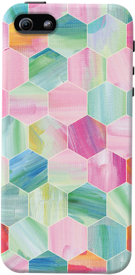Pretty Pastel Hexagon Pattern Case For Iphone 5/5s - Pretty Pastel Hexagon Pattern In Oil Paint Iphone & (300x400), Png Download