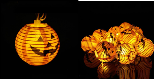 Halloween Strig Lights2-500x426 - Paper Lantern (500x426), Png Download