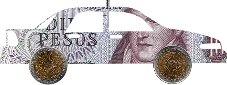 Taxi Cab Composed Of Argentinian Pesos - Argentina Money (800x348), Png Download