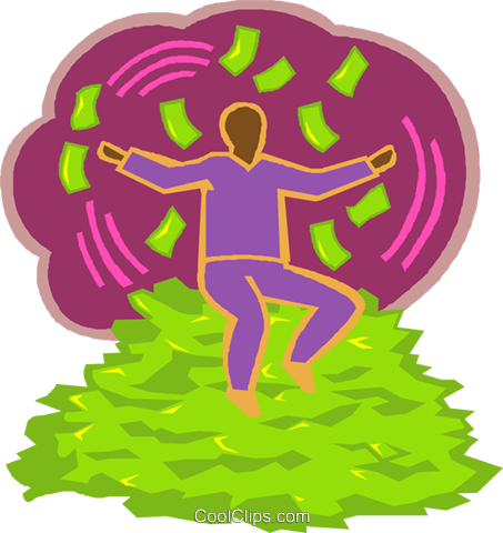 Man Sitting On A Pile Of Money Royalty Free Vector - Vector Graphics (453x480), Png Download