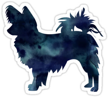 Papillon Dog Or Long Haired Chihuahua Black Watercolor - T-shirt (375x360), Png Download