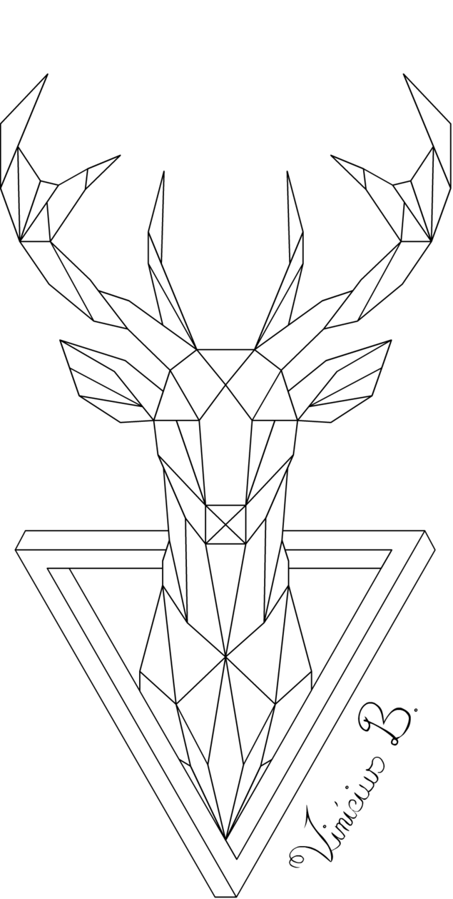 Geometric Deer 1 By Mrdrawing On Deviantart - Geometric Drawing Transparent (635x1259), Png Download