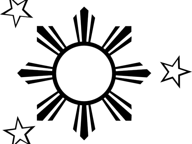 Drawn Stars Philippine Flag - Black And White Philippine Flag (640x480), Png Download