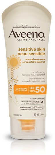 Aveeno® Sensitive Skin Sunscreen Lotion Spf - Aveeno Daily Moisturizing Body Wash - 12 Oz (450x585), Png Download