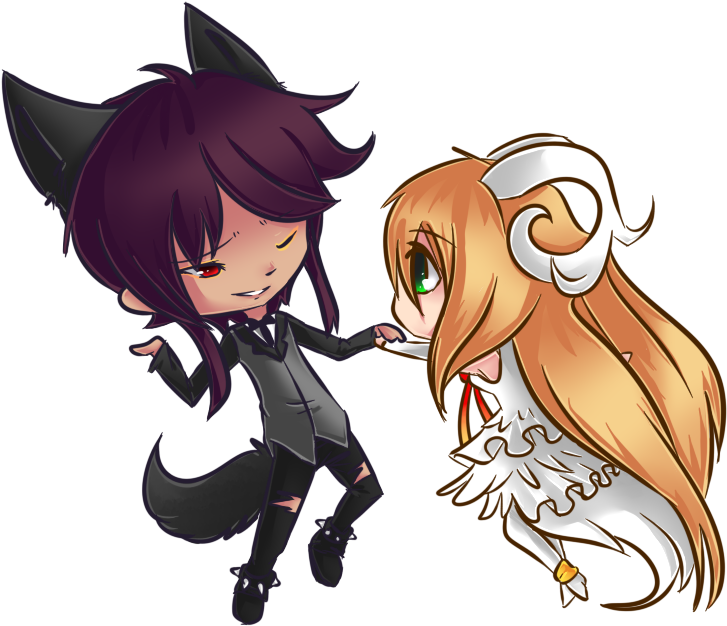 Anime Wolf And Sheep (727x626), Png Download