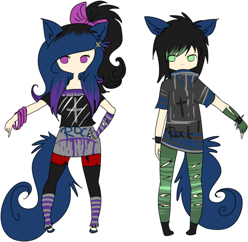 894 X 894 8 - Anime Wolf Girl And Boy Drawing (894x894), Png Download