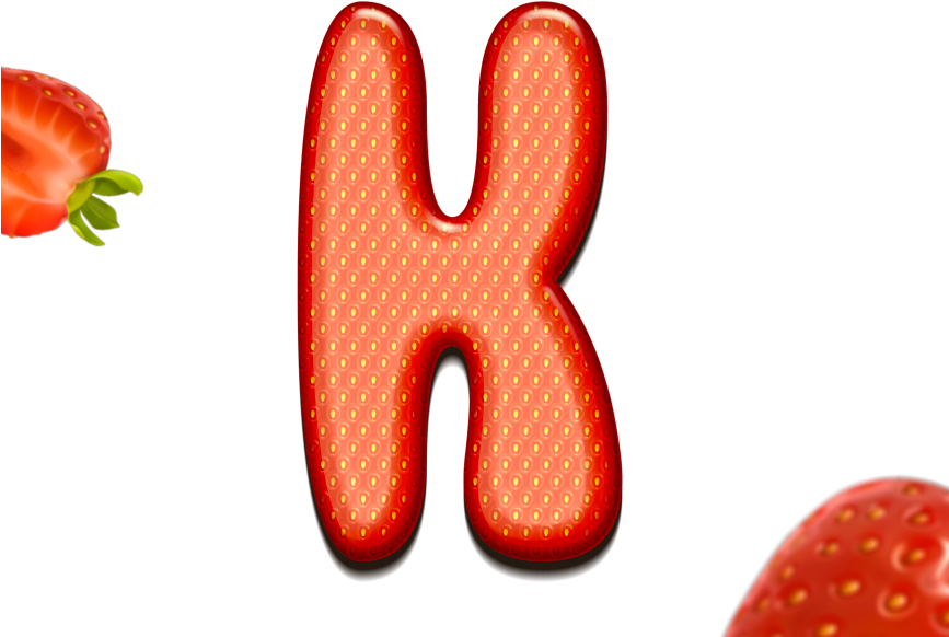 Strawberry Letter K 3d Text - Letter (866x650), Png Download