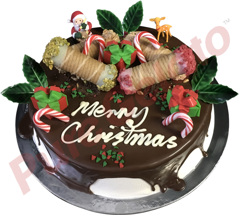 Cannoli Gelato Cake Chocolate Drip Christmas Theme (900x900), Png Download