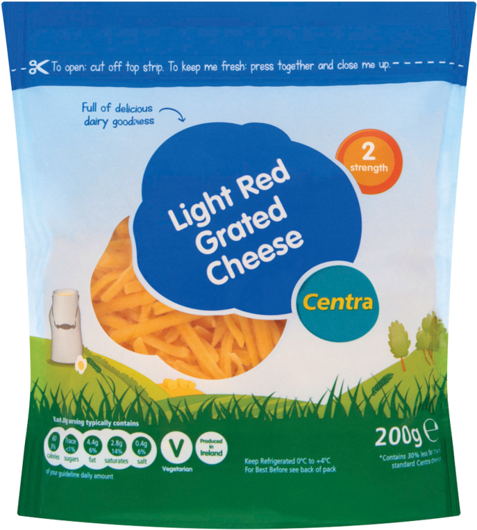 Centra Light Red Grated Cheese 200g - Guardian Childcare (800x800), Png Download